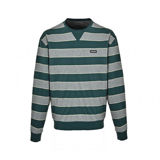 Striped Chest Logo Sweatshirt - Green/Grey
