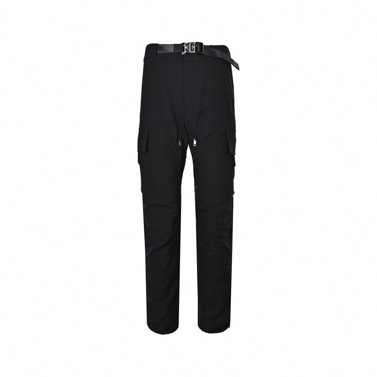 4G Buckle Thigh-Zip Cargo Pants in Black