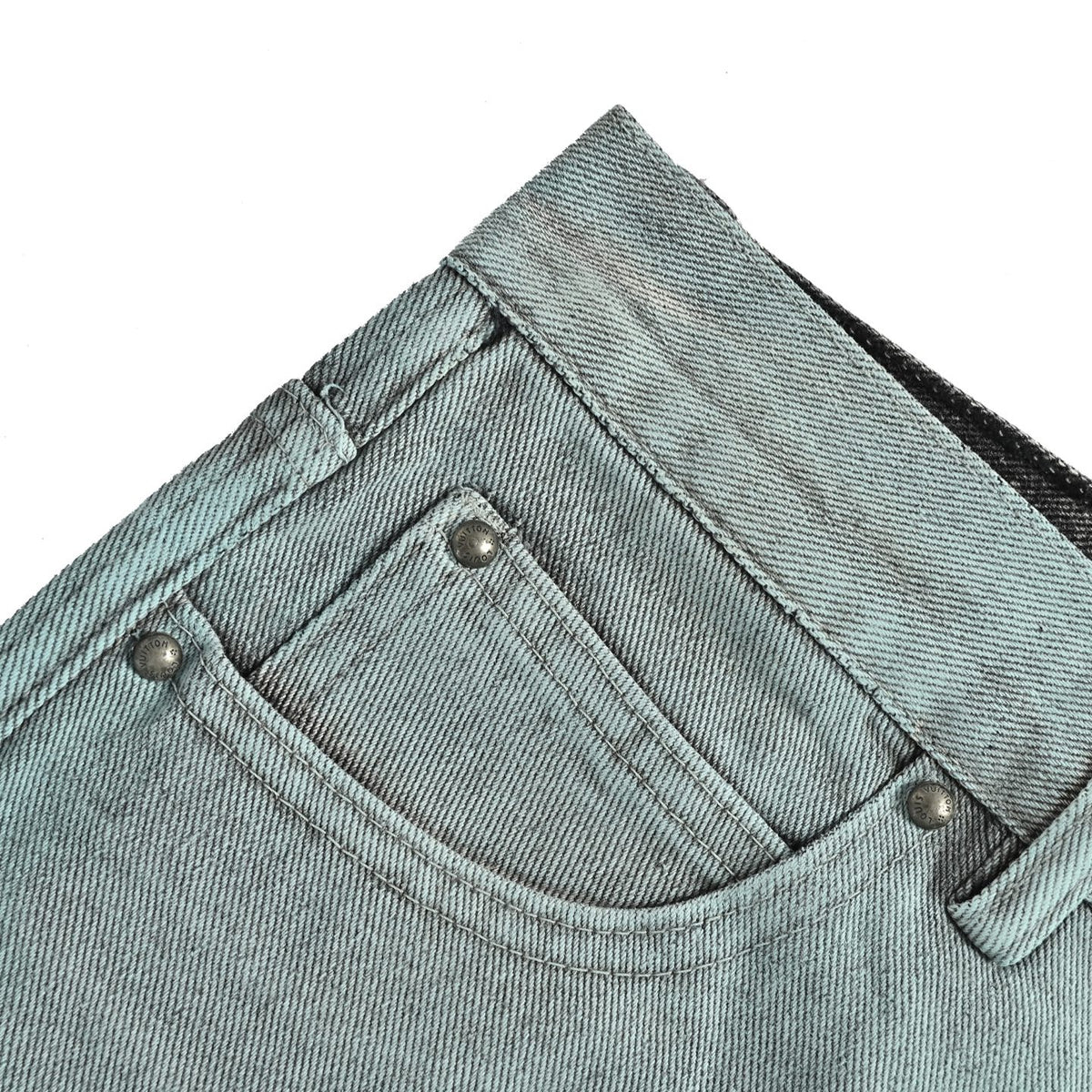 Embroidered Monogram Gradient Jeans - Light Blue/Black