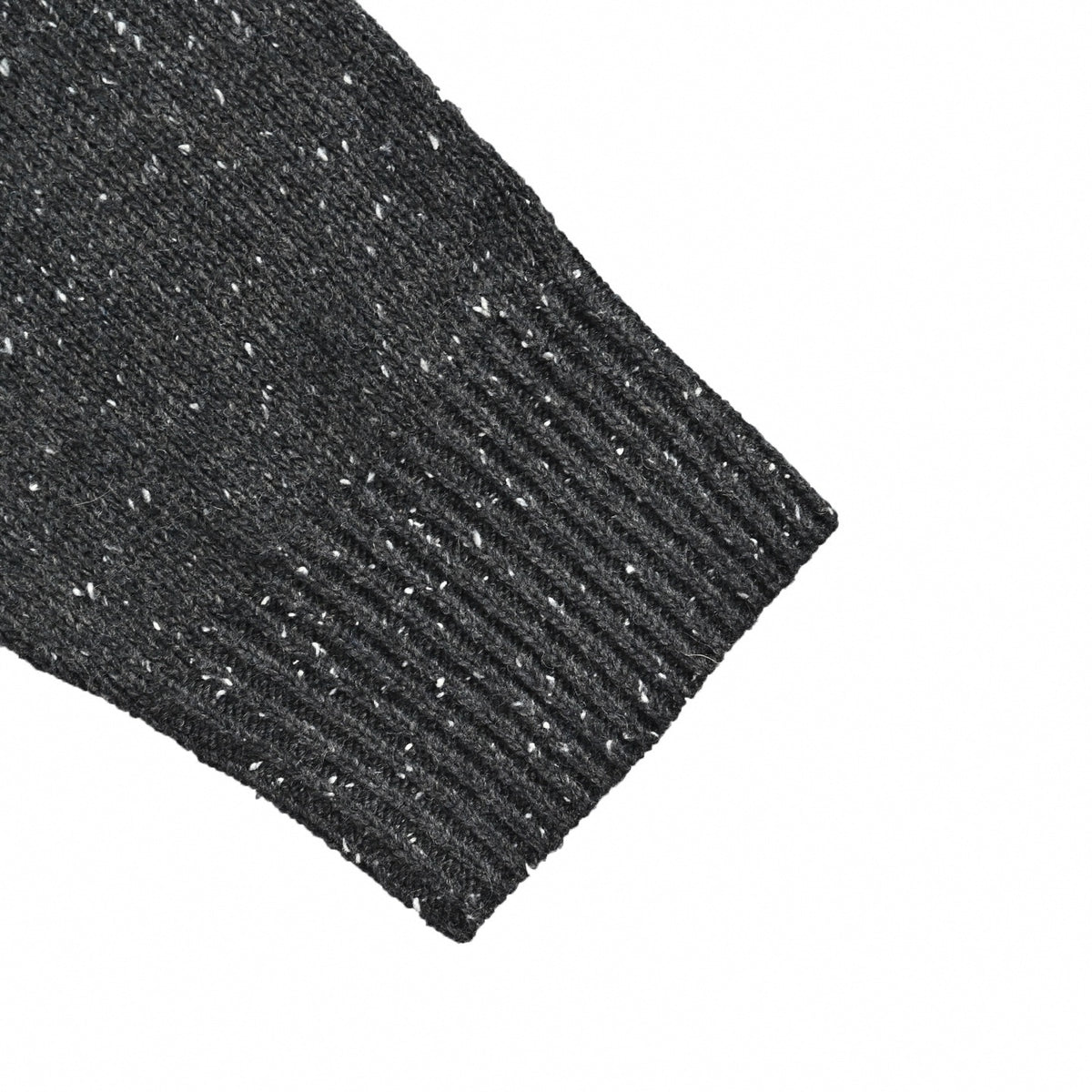 Cursive Embroidered Speckled Wool Crewneck Sweater in Charcoal Grey