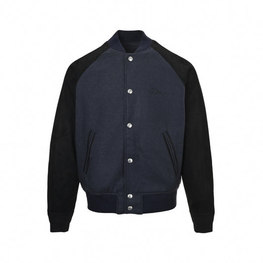 Script Logo Varsity Jacket - Navy/Black