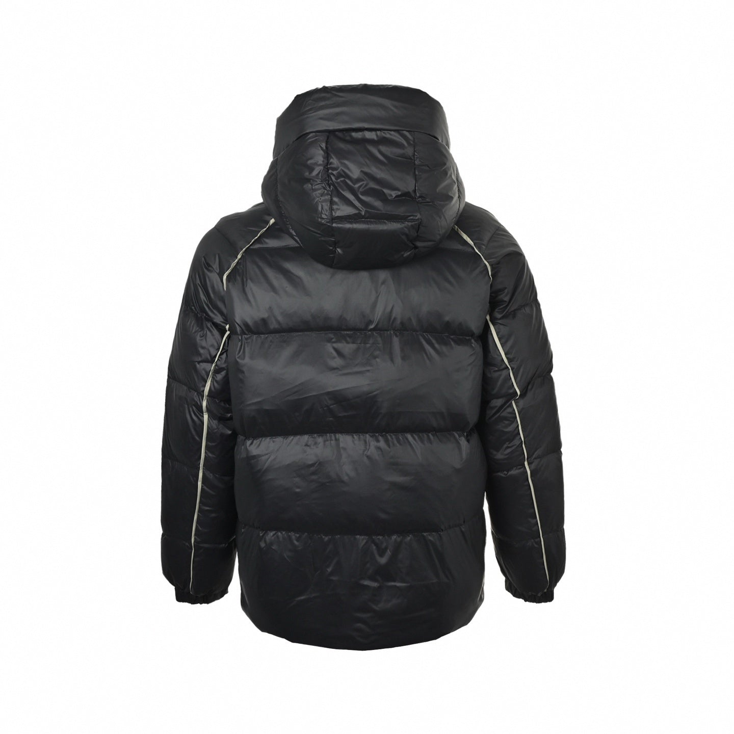 Contrast Piping Hooded Down Jacket | Black