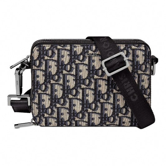 Shoulder Strap Pouch 'Beige Black Oblique Jacquard