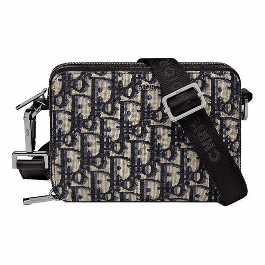 Shoulder Strap Pouch 'Beige Black Oblique Jacquard