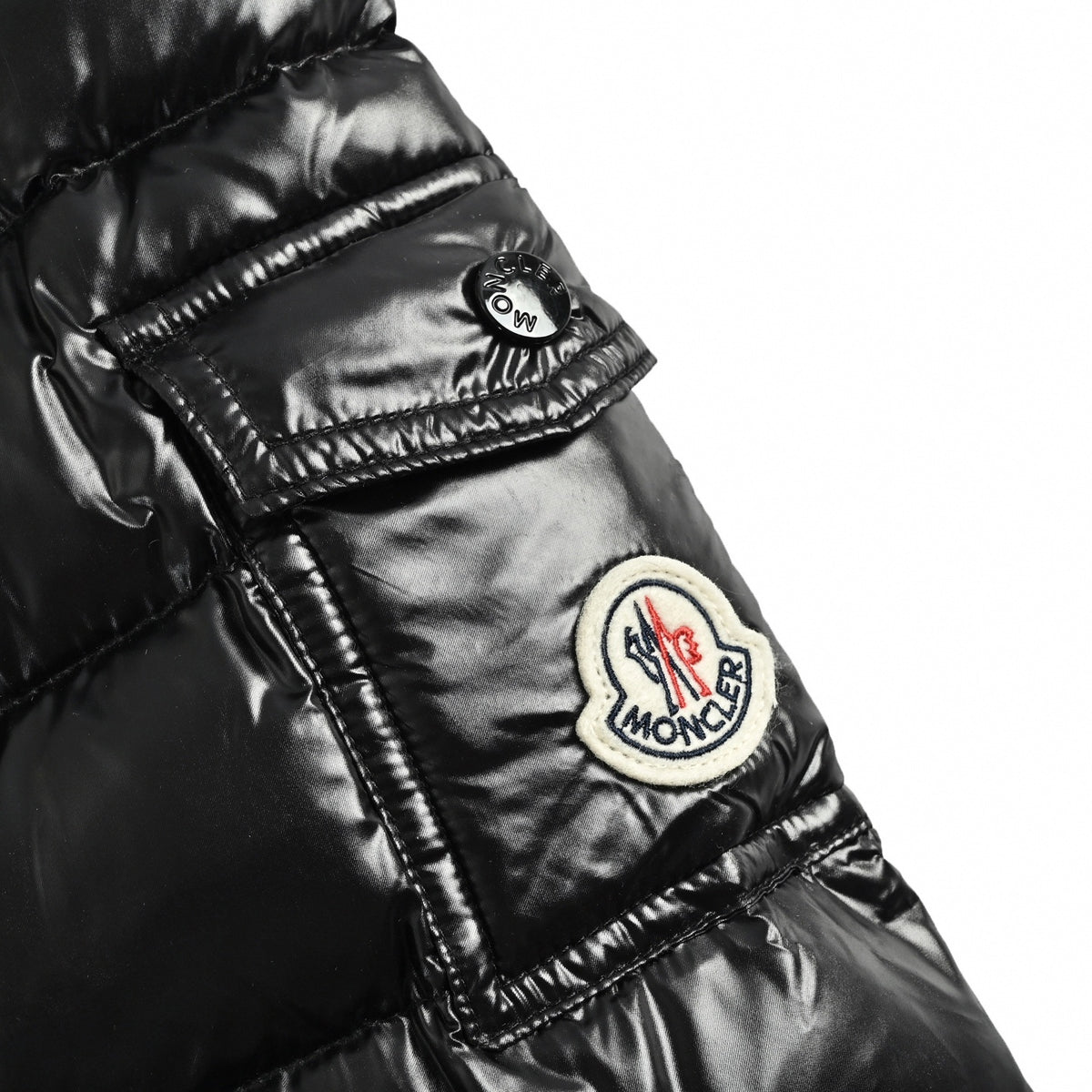 Maya Hooded Short Down Puffer Jacket in Glossy Black
