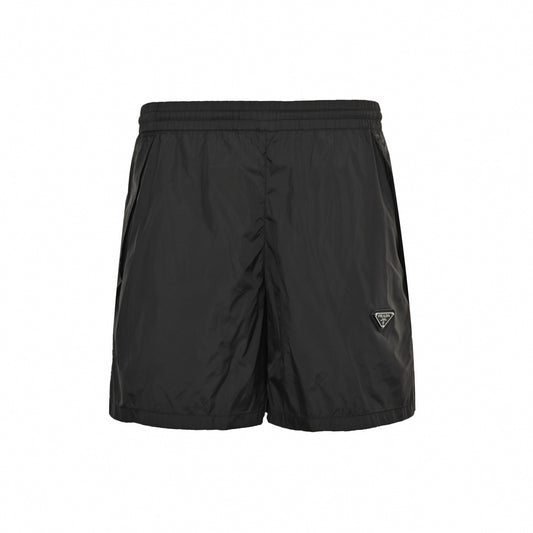 Enamel Triangle Logo Nylon Shorts | Black