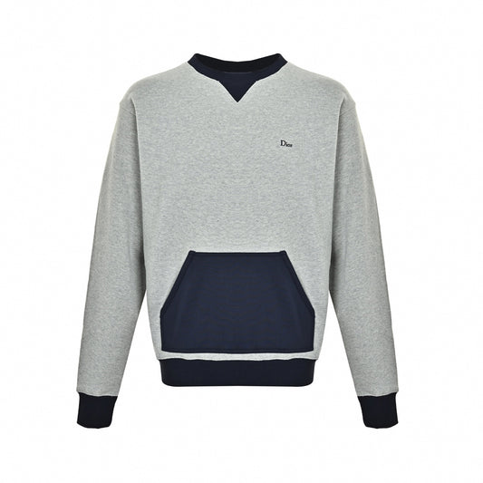 Contrast Pocket Crewneck Sweatshirt - Grey/Navy