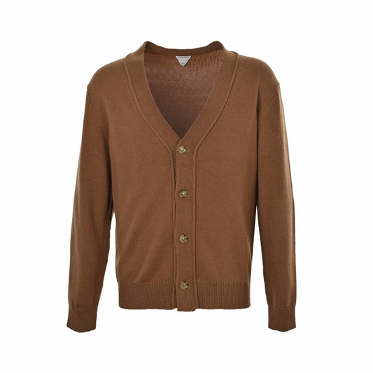 Cashmere Intrecciato Elbow-Patch Cardigan | Camel