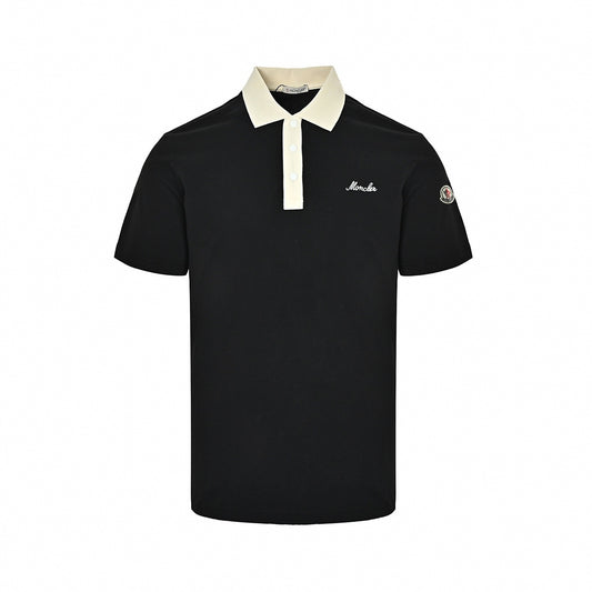 Two-Tone Piqué Polo - Black/Cream