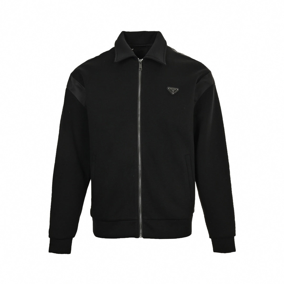 Panel Jersey Track Jacket | Black