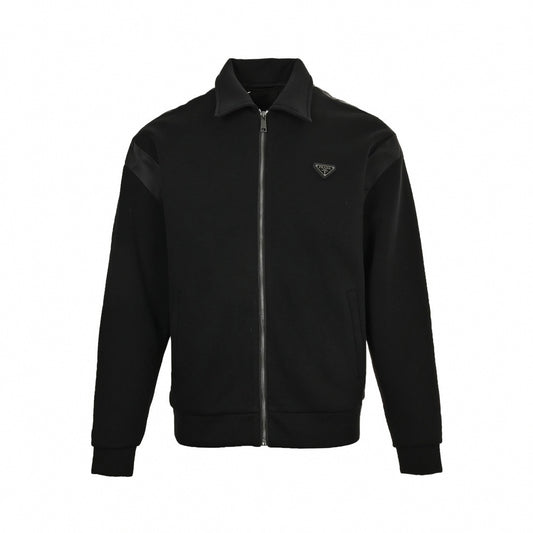 Panel Jersey Track Jacket | Black