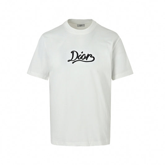 Embroidered Script Logo T-Shirt | White