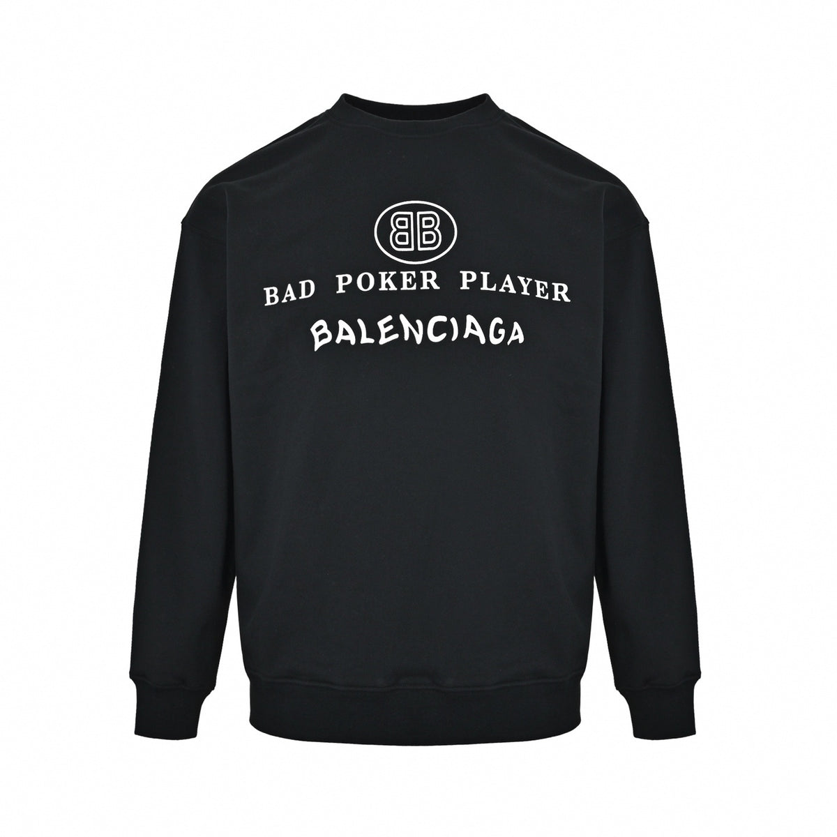 "Bad Poker Player" Graphic Crewneck Sweatshirt in Black