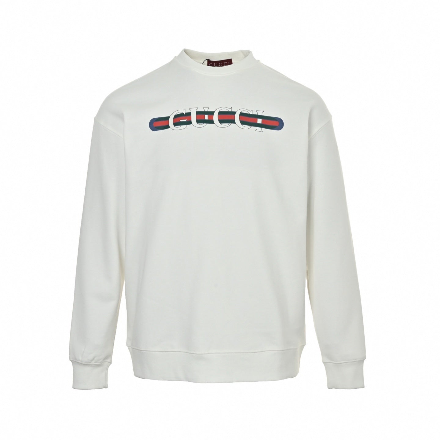 Web Stripe Logo Crewneck Sweatshirt - White