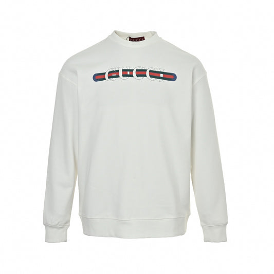 Web Stripe Logo Crewneck Sweatshirt - White