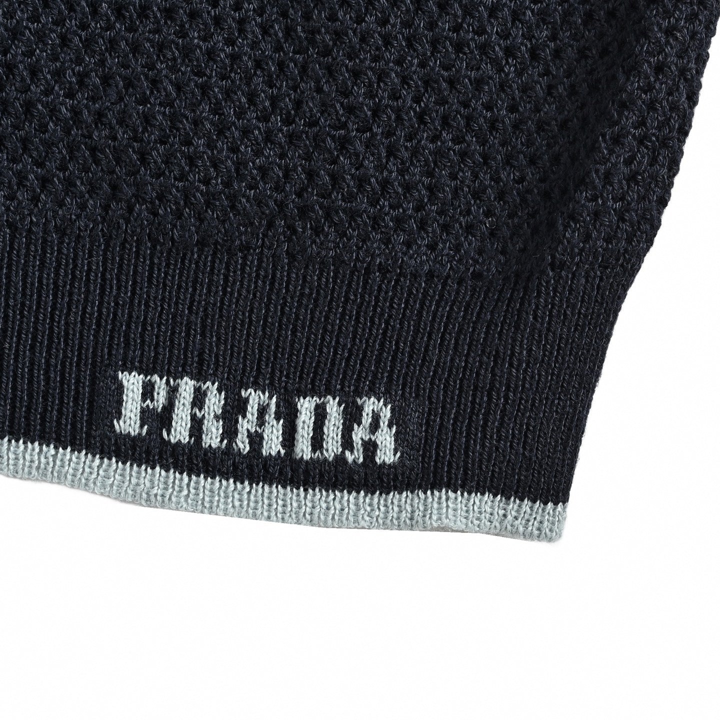Fine Knit Pointelle Polo Shirt - Navy/Grey