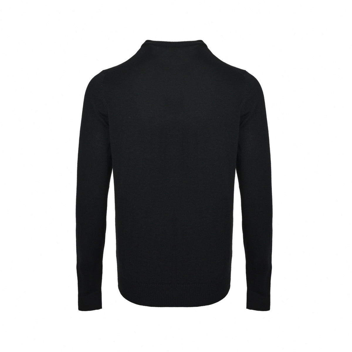 Embossed FF Logo Zipped Pocket Wool Crewneck Sweater in Black