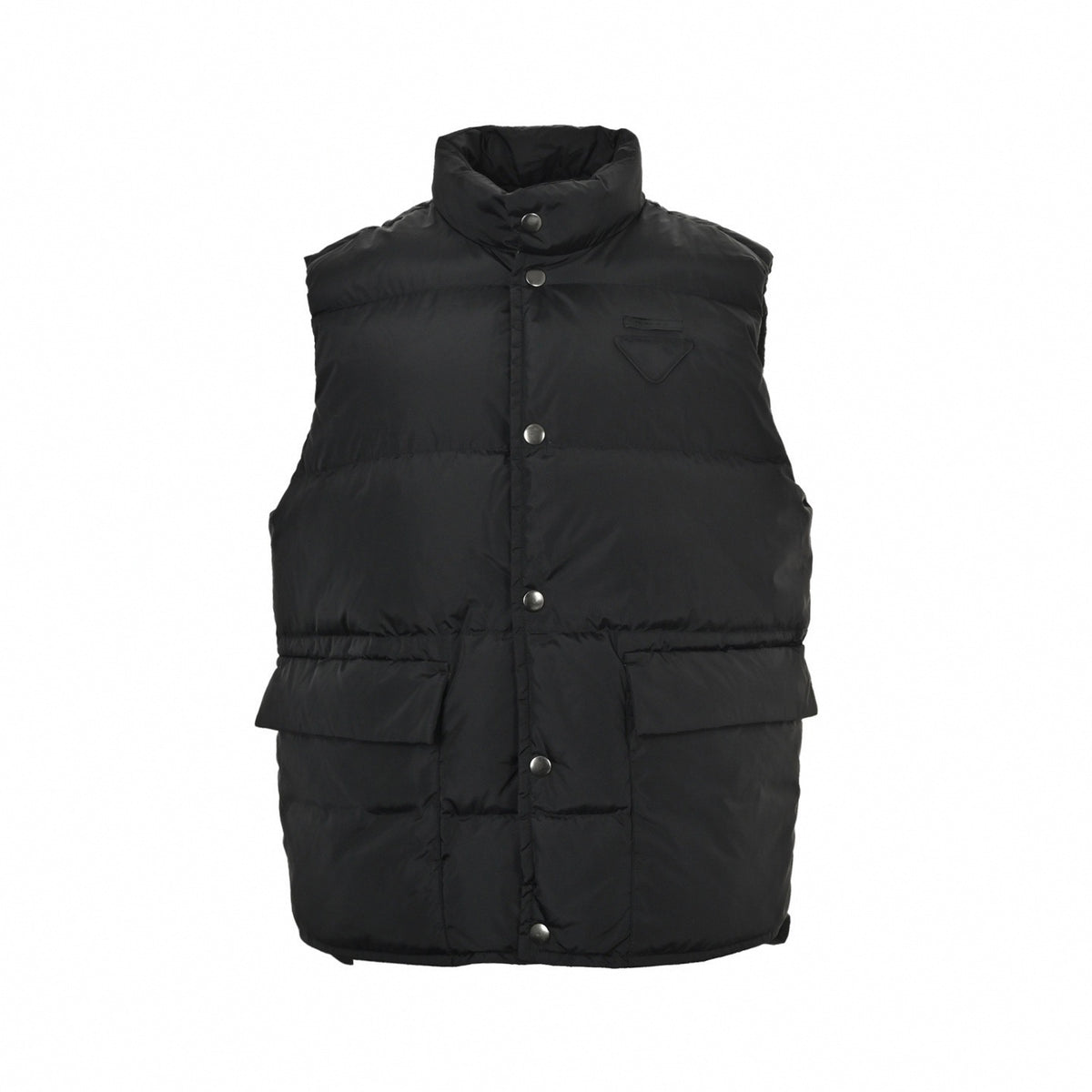 Re-Nylon Fabric Triangle Logo Down Vest Gilet in Black