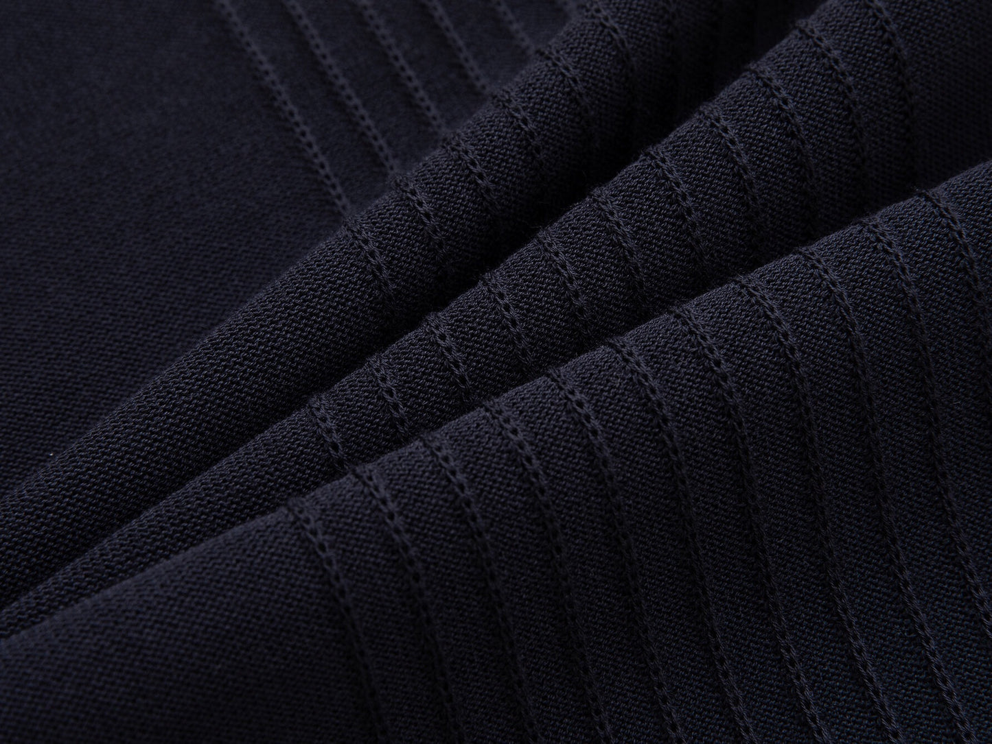 Vertical Ribbed Knit T-Shirt | Navy Blue