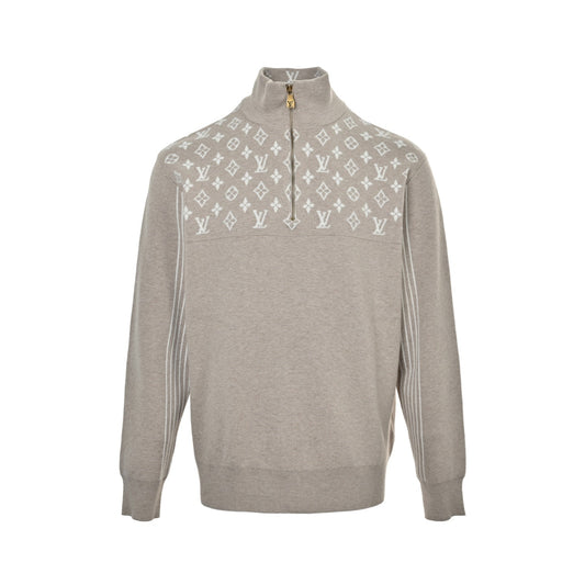 Monogram Jacquard Half-Zip Sweater