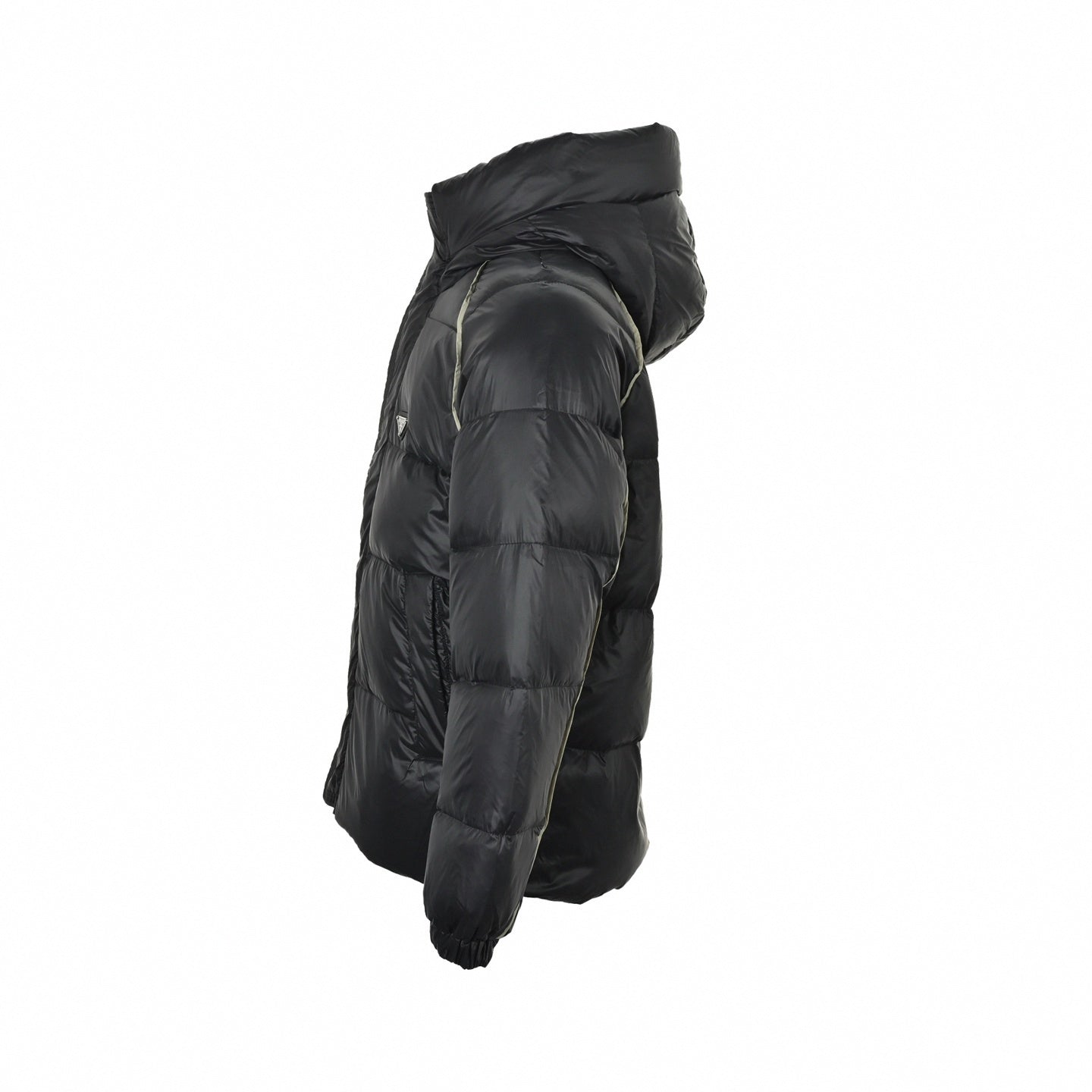 Contrast Piping Hooded Down Jacket | Black