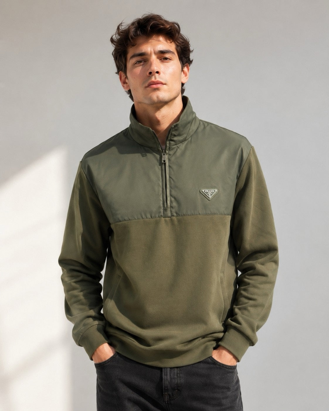 Re-Nylon and Cotton Half-Zip Sweatshirt