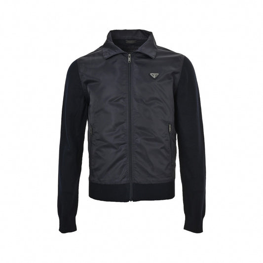 Re-Nylon Mixed-Media Hybrid Jacket | Navy Blue