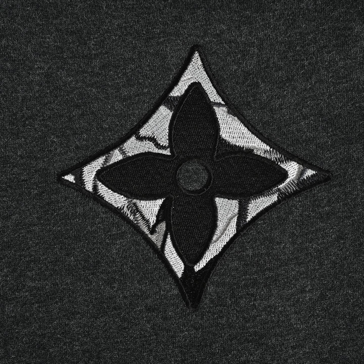 Abstract Camouflage Appliqué Sweatshirt - Charcoal Grey