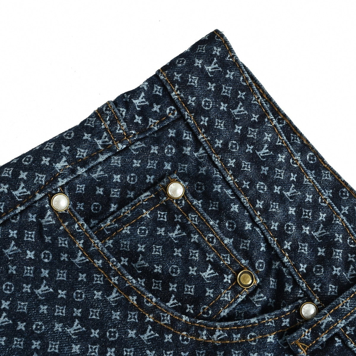 Micro Monogram Wide-Leg Denim Jeans