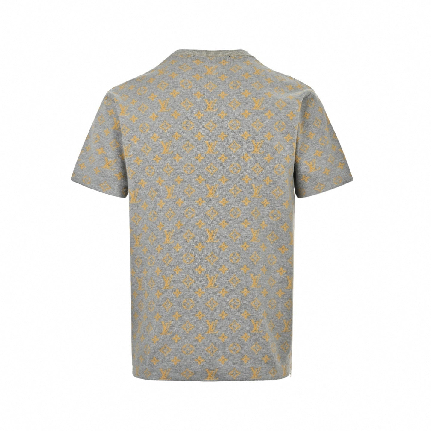 Monogram Jacquard Knit T-Shirt | Grey & Mustard