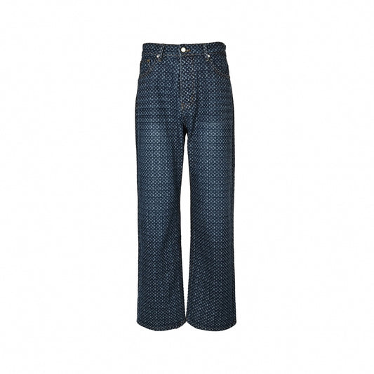 Micro Monogram Wide-Leg Denim Jeans
