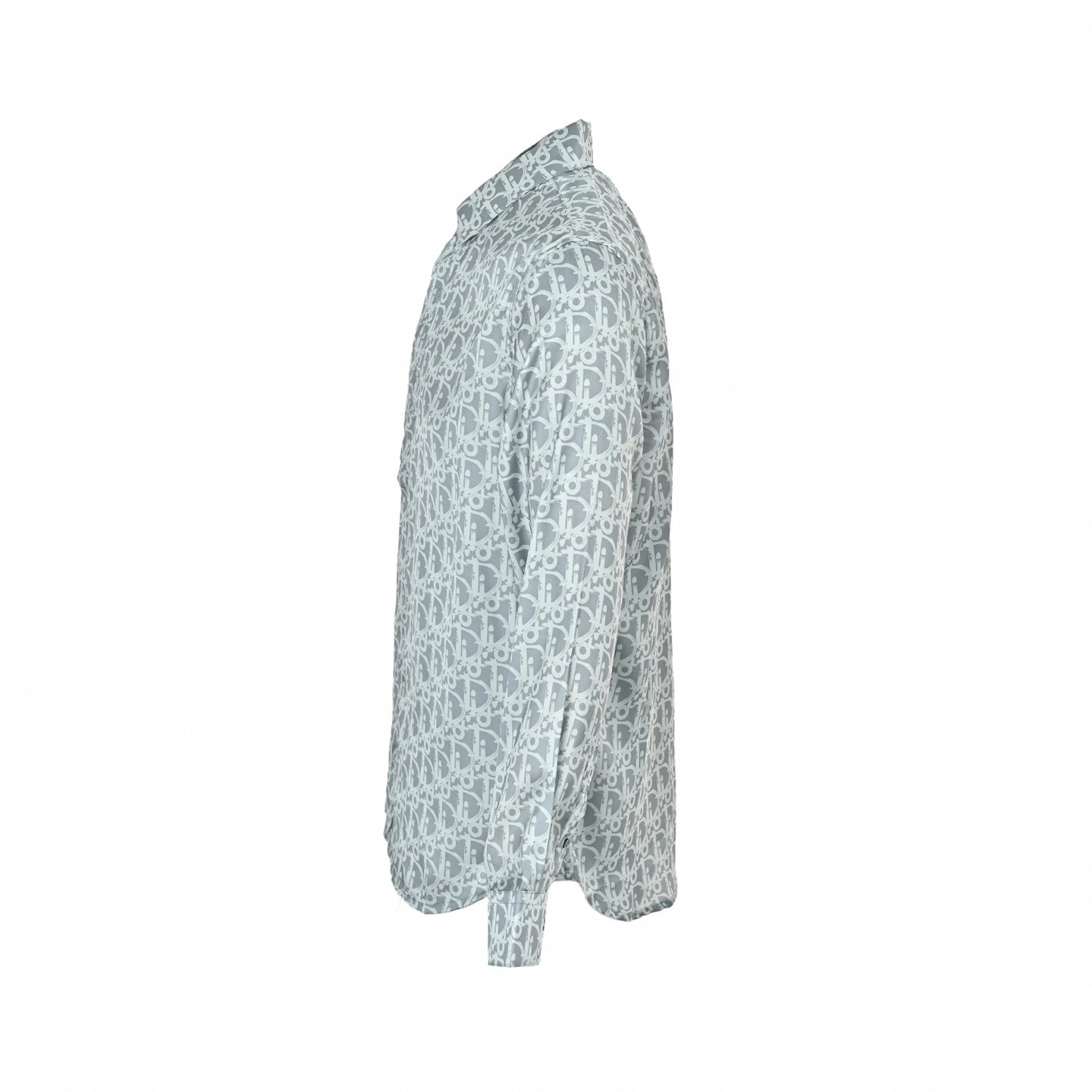 Silver-Grey Oblique Silk Button-Down