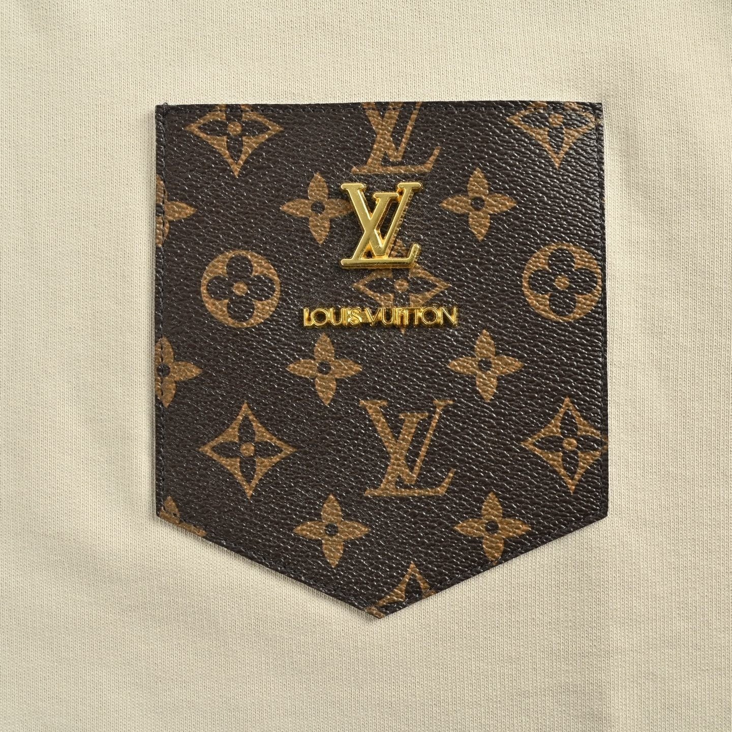 Monogram Pocket Cotton Crewneck | Beige