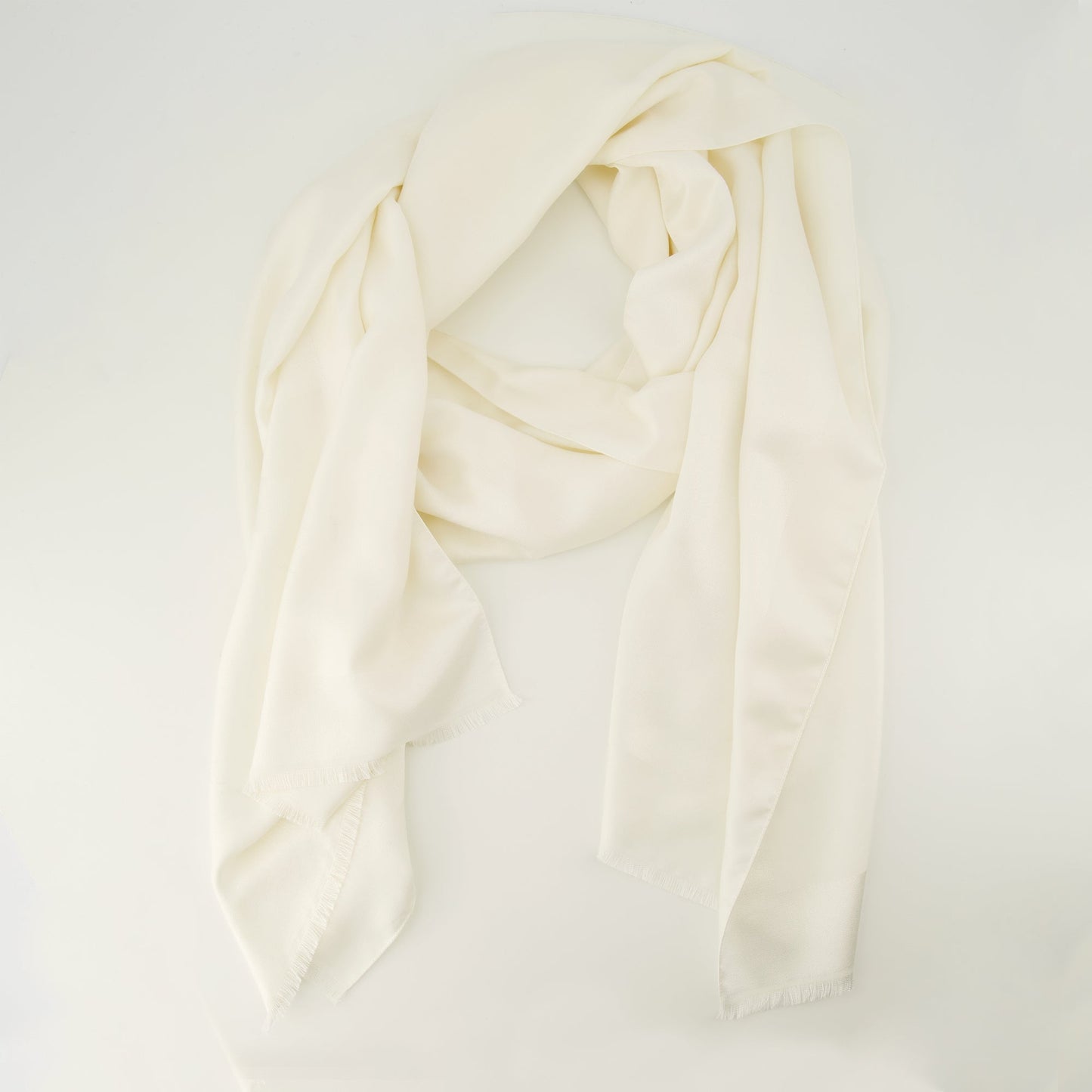 White Silk and Wool Scarf