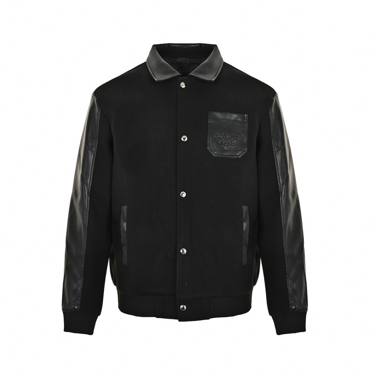 Mixed-Media Wool & Leather Varsity Jacket