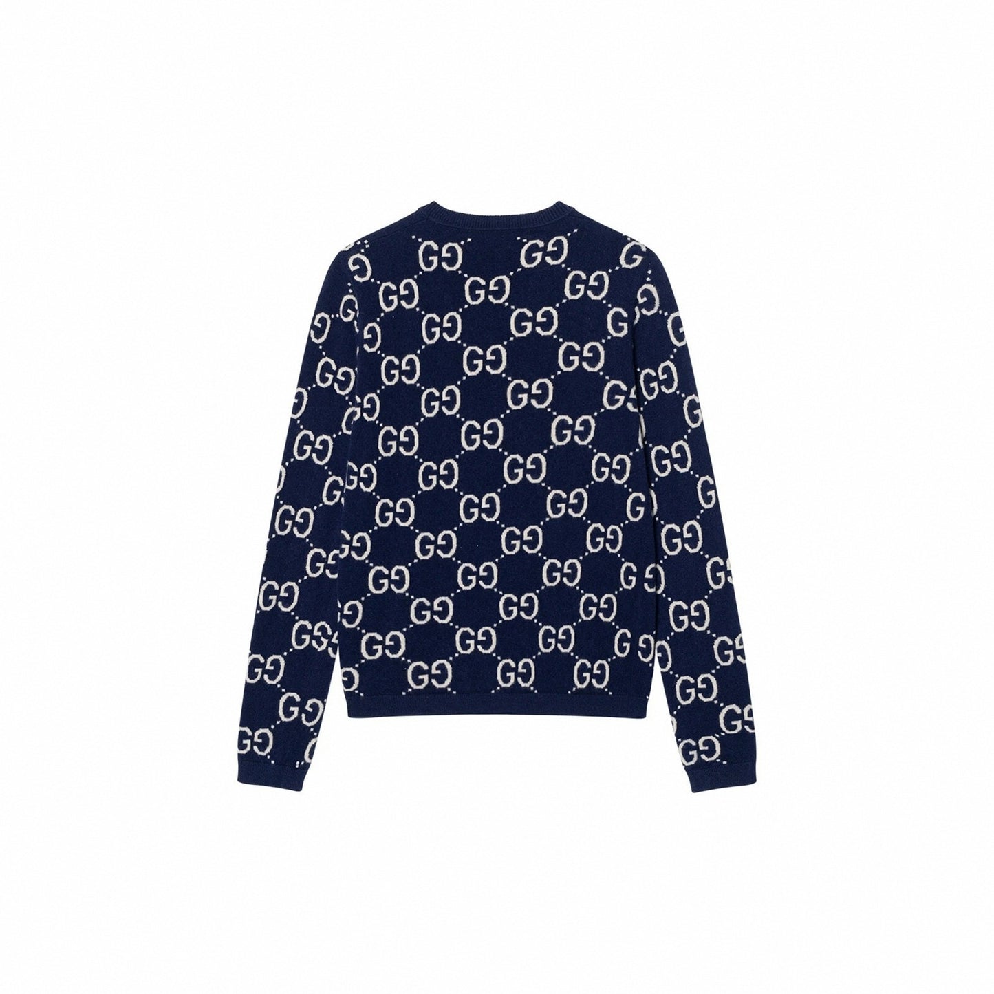 Cotton Wool Picot Trim Sweater - Navy