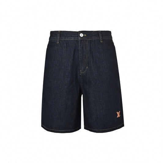 Tailored LV Logo Denim Shorts | Dark Indigo