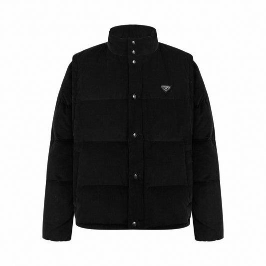 Convertible Corduroy Puffer Jacket | Black