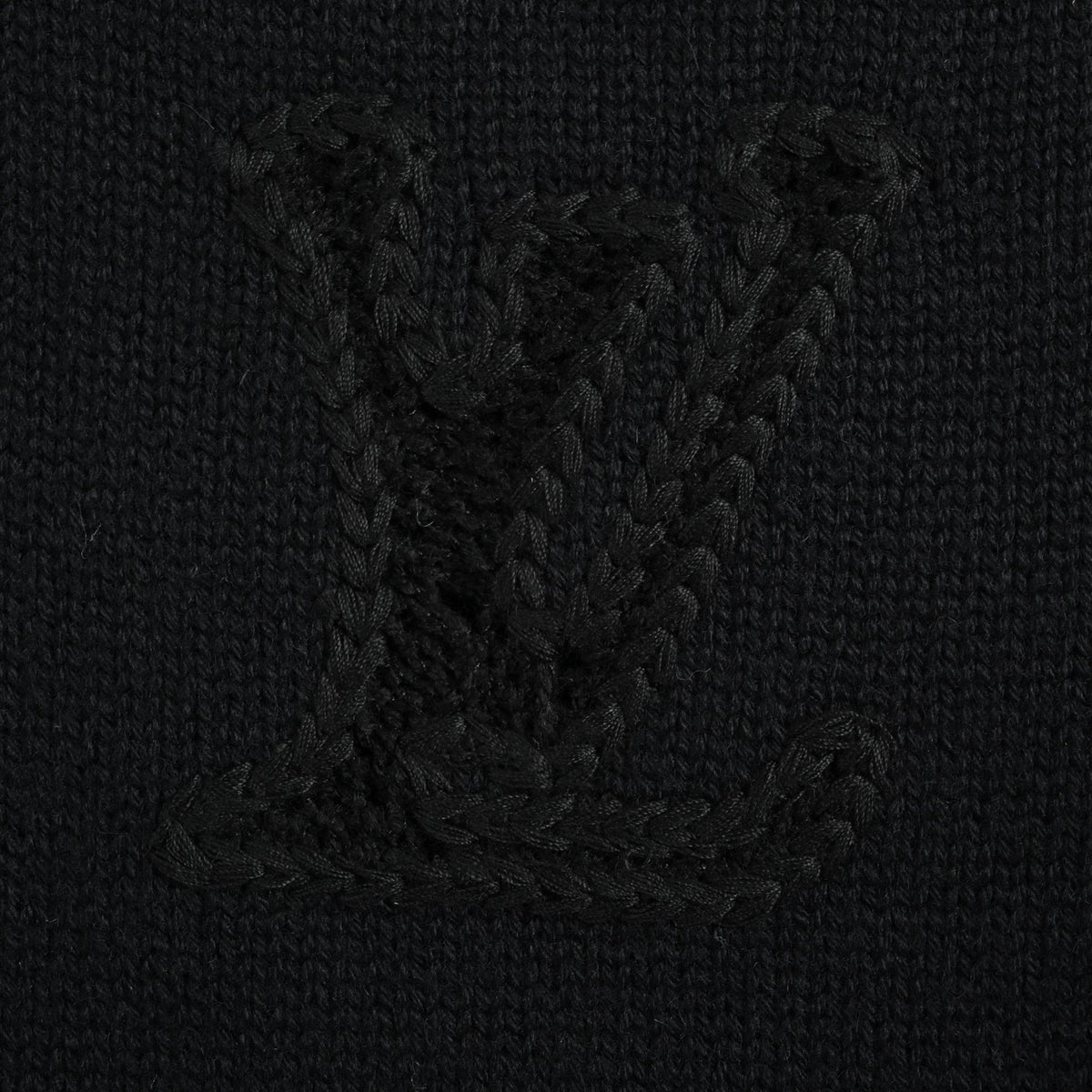 Monogram Braided Motif Cotton Crewneck Sweater in Black