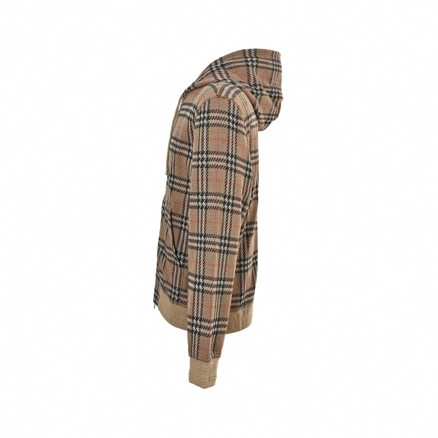 Vintage Check Jacquard Cotton Zip Hoodie | Archive Beige