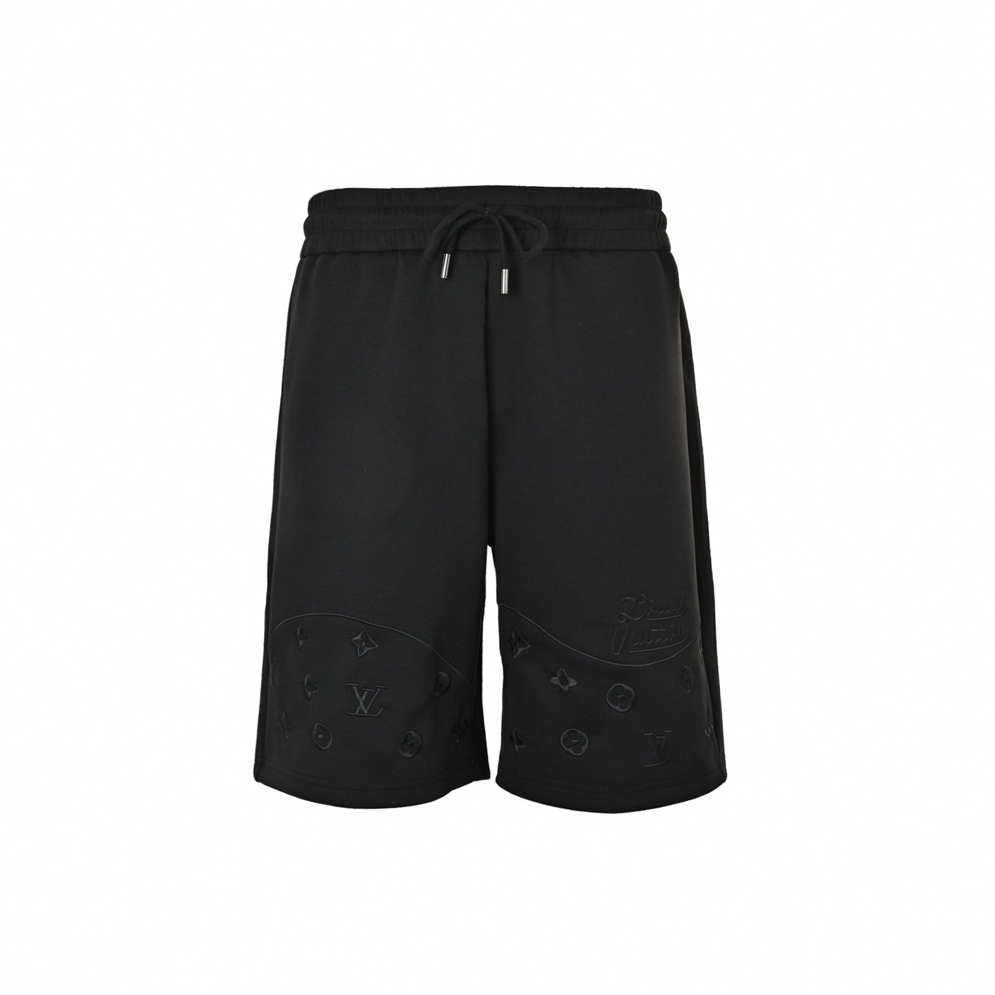 Tonal Embroidered Monogram Shorts | Black