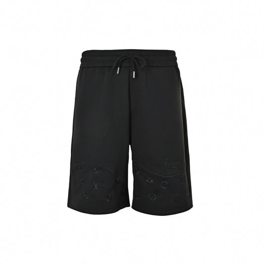 Tonal Embroidered Monogram Shorts | Black