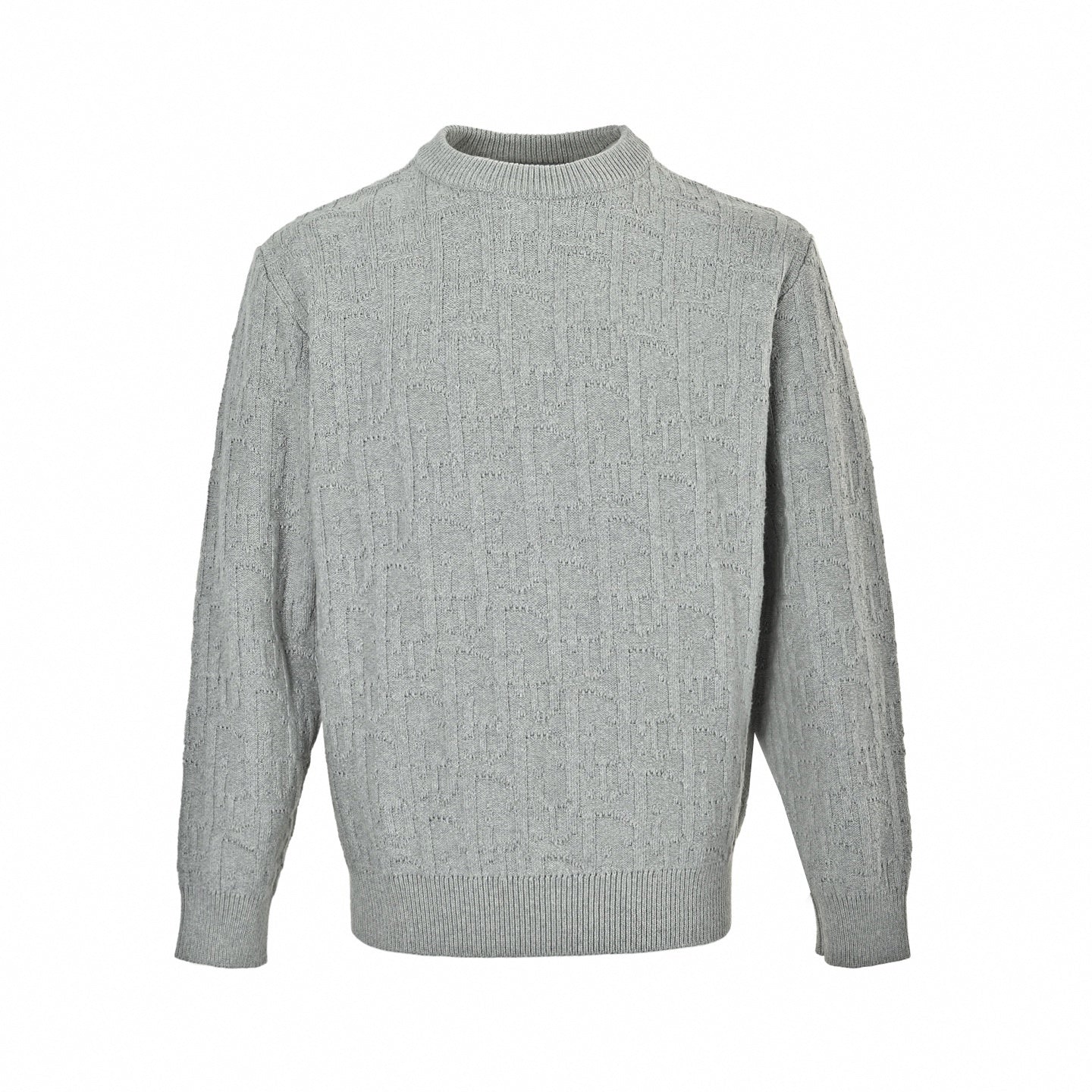 3D Logo Knit Crewneck - Light Grey