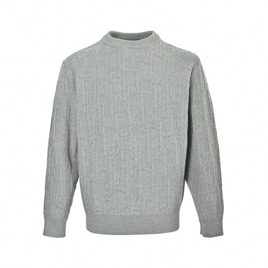 3D Logo Knit Crewneck - Light Grey