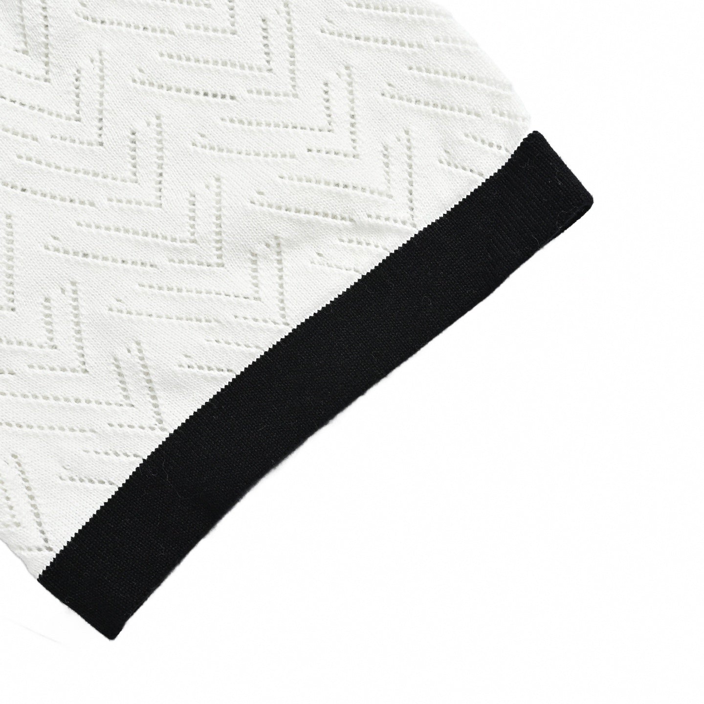 Chevron Pointelle Polo - White