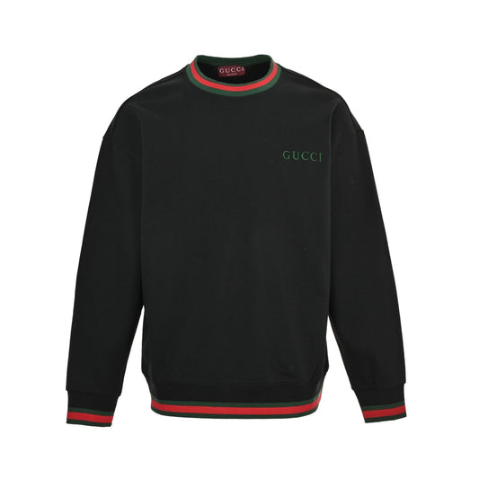 Embroidered Logo Web Trim Sweatshirt | Black