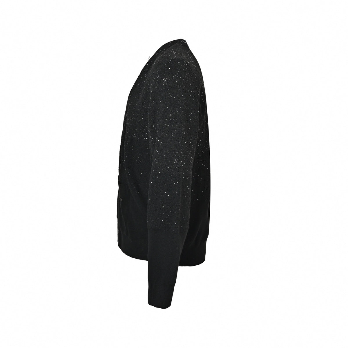 Gradient Sequin Embellished Wool Cardigan in Black