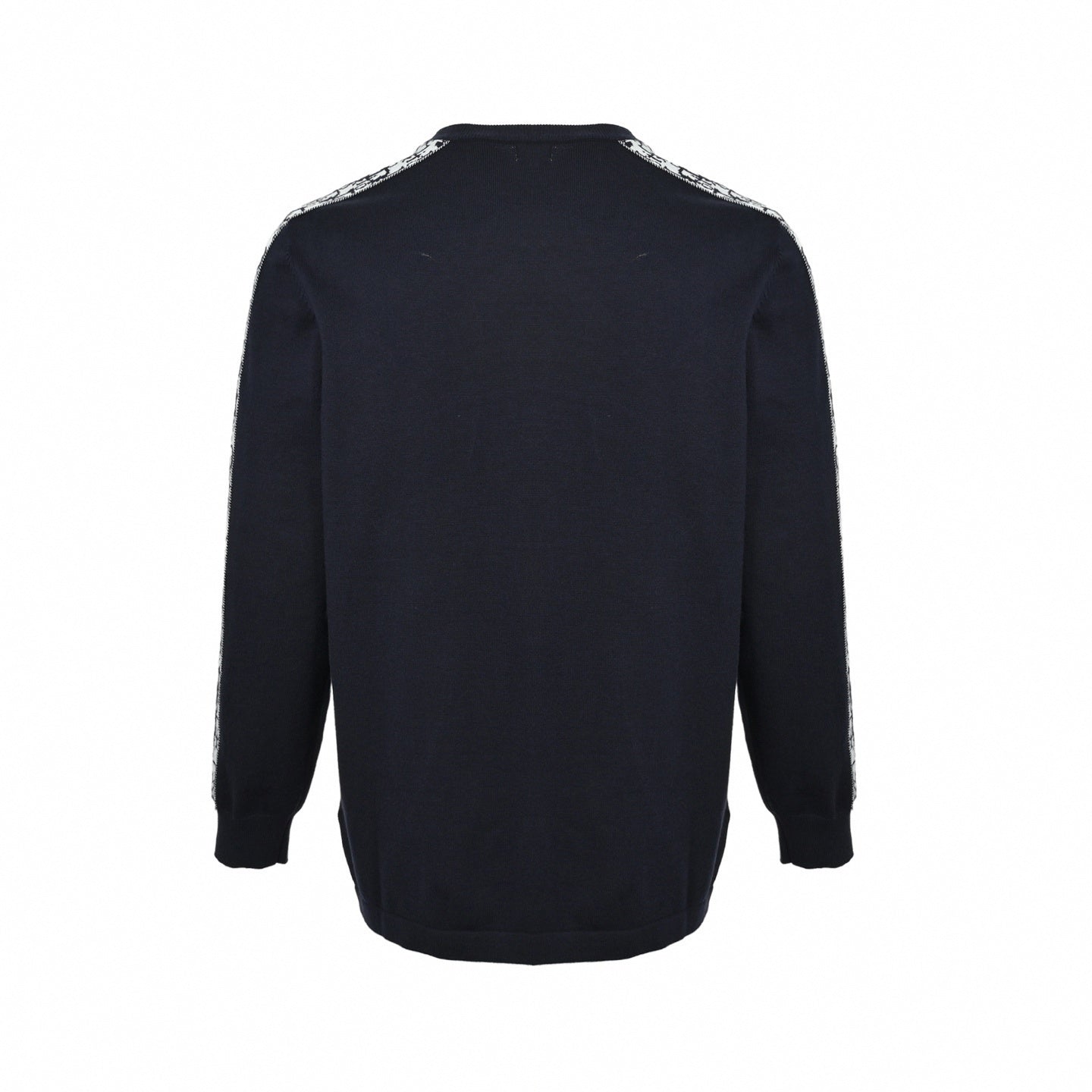 Oblique Sleeve Stripe Cotton Knit Crewneck