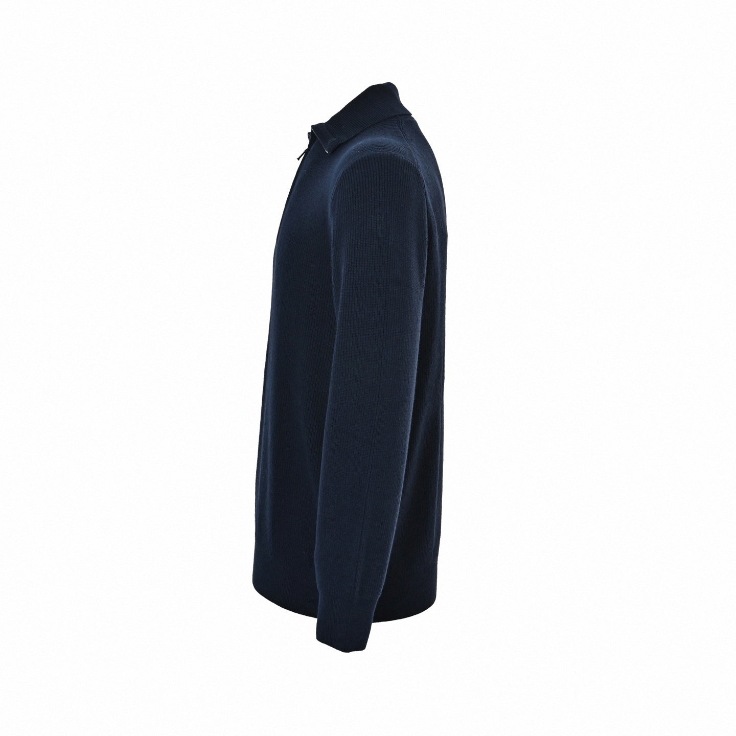 Navy Ribbed Quarter-Zip Knit Sweater