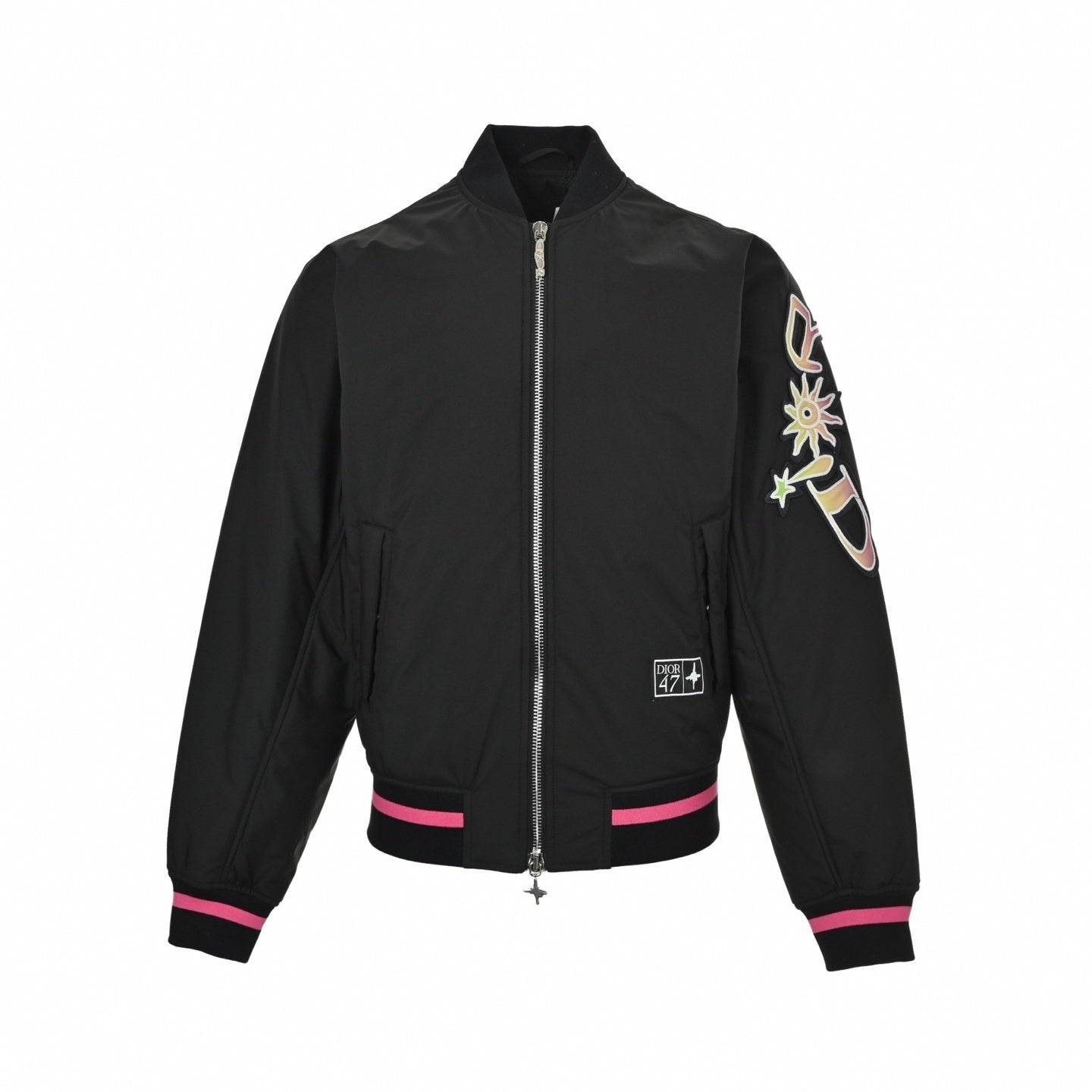 Dior 47 Graphic Cotton Bomber Jacket | Black & Neon